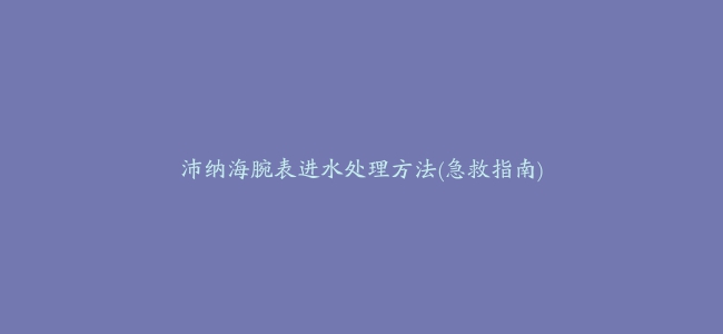 沛纳海腕表进水处理方法(急救指南)