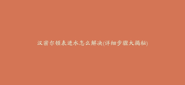 汉密尔顿表进水怎么解决(详细步骤大揭秘)