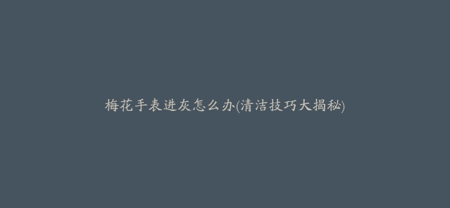 梅花手表进灰怎么办(清洁技巧大揭秘)