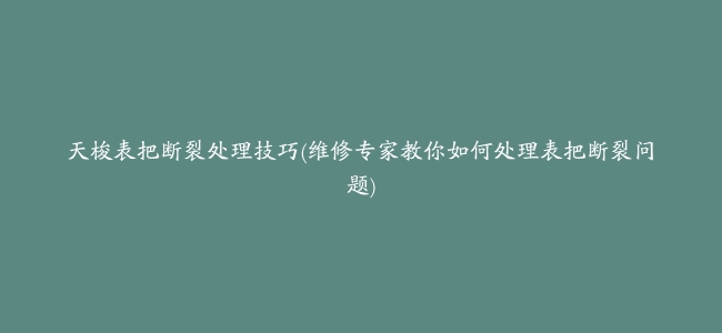 天梭表把断裂处理技巧(维修专家教你如何处理表把断裂问题)