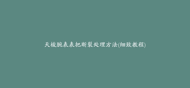 天梭腕表表把断裂处理方法(细致教程)