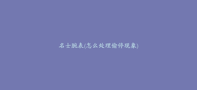 名士腕表(怎么处理偷停现象)