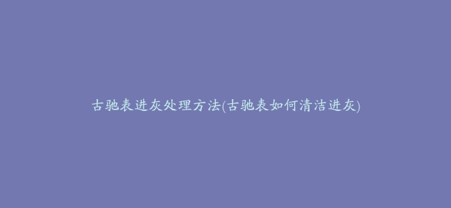 古驰表进灰处理方法(古驰表如何清洁进灰)