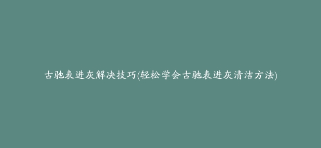 古驰表进灰解决技巧(轻松学会古驰表进灰清洁方法)