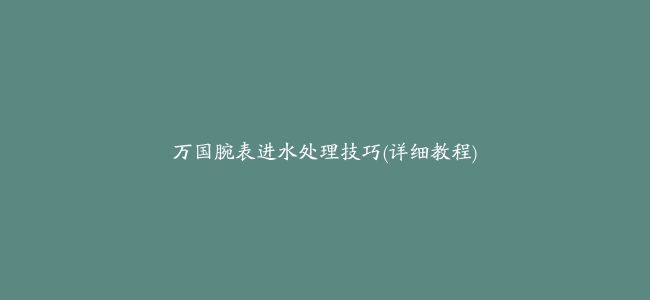 万国腕表进水处理技巧(详细教程)