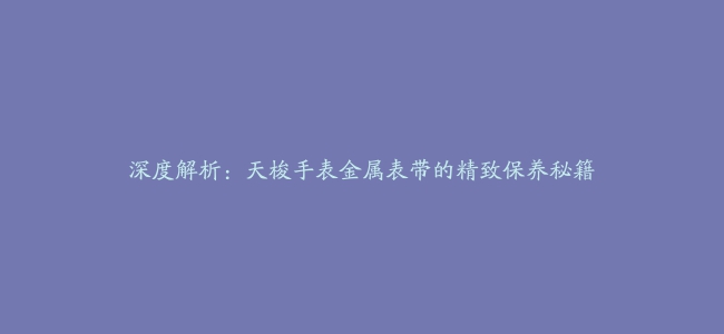 深度解析：天梭手表金属表带的精致保养秘籍