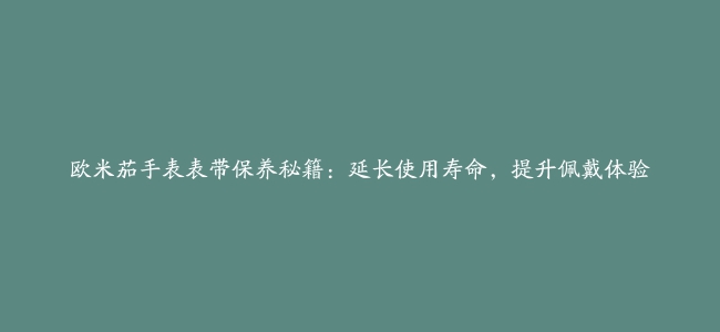 欧米茄手表表带保养秘籍：延长使用寿命，提升佩戴体验