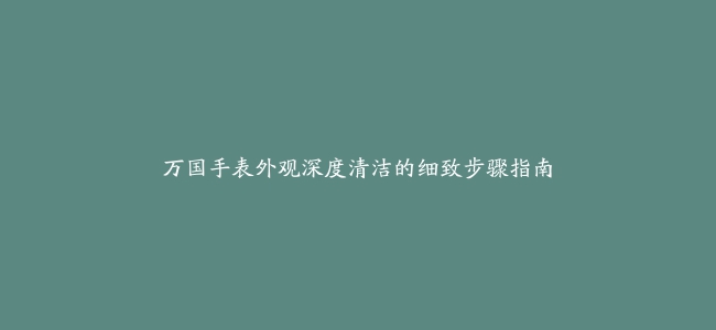 万国手表外观深度清洁的细致步骤指南