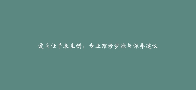 爱马仕手表生锈：专业维修步骤与保养建议